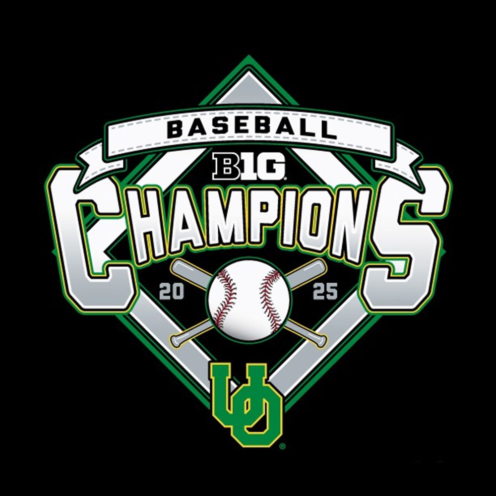 Big Ten Champs, Blue 84, Black, Crew Neck, Men, Baseball, Interlocking UO, Postseason, Big Ten, Regular Season, Champions, T-Shirt, 974175